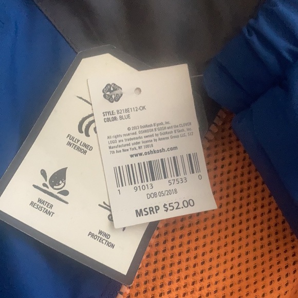 Oshkosh windbreaker new with tags. Size 4/5T - Picture 6 of 6